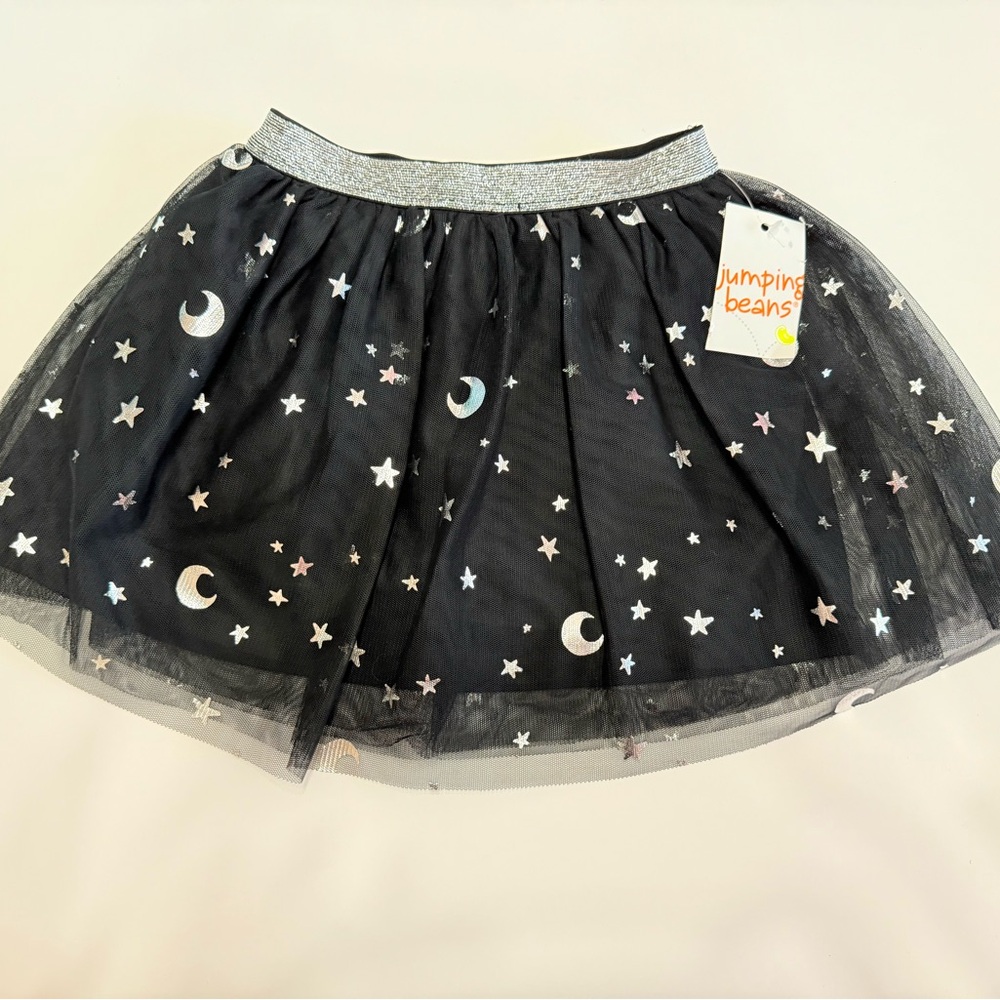 Girls Jumping Beans Black Cartwheel Scooter Skort with Silver stars and moons